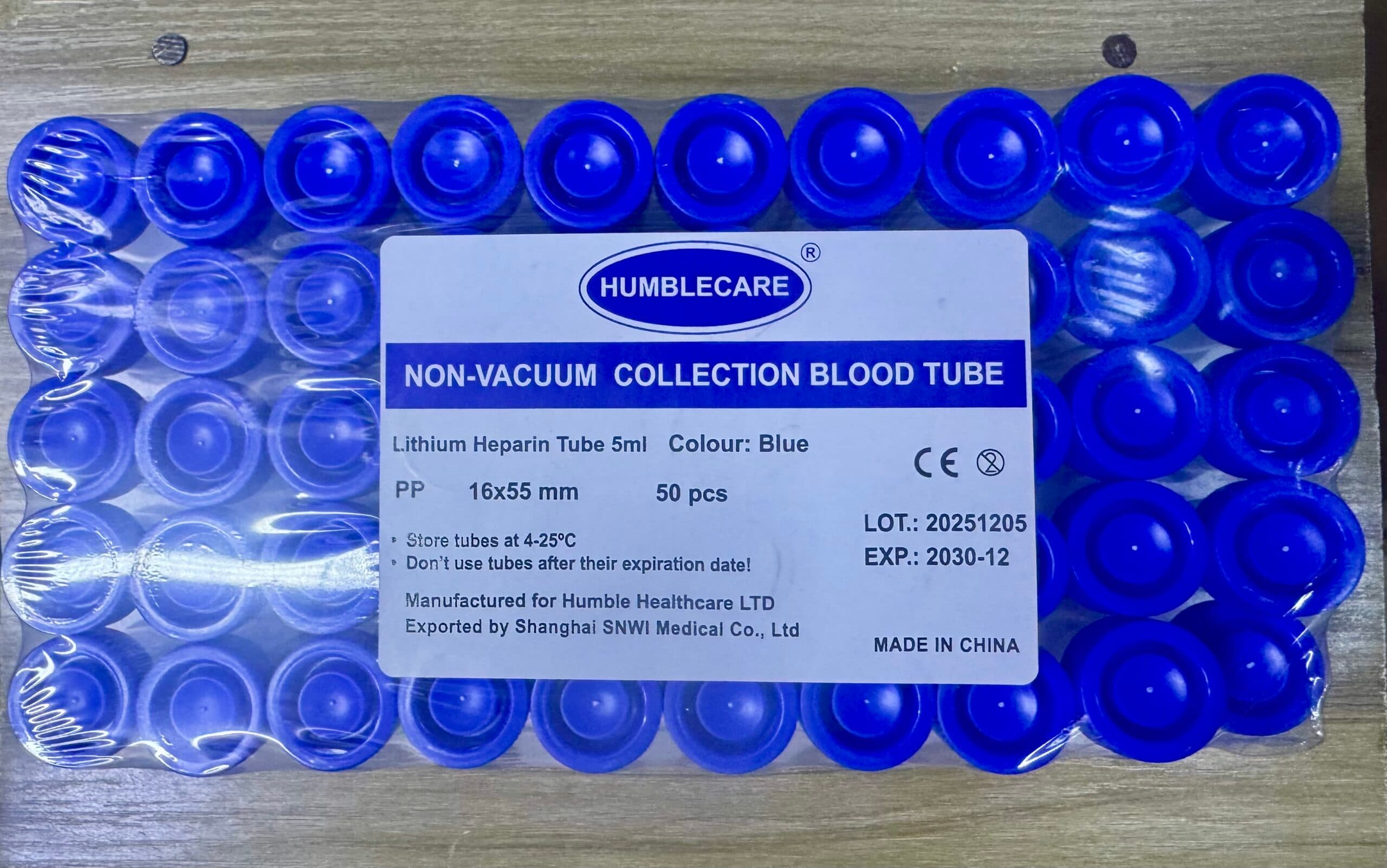 5ml Non-Vacuum Lithium Heparin Blood Collection Tube